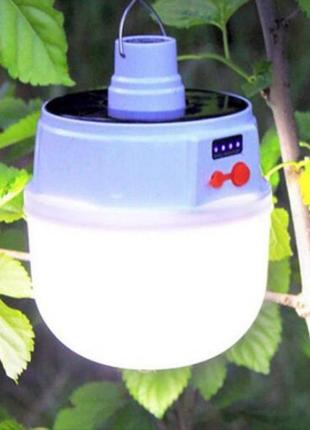 Акумуляторна кемпінгова led-лампа світильник jd-2022 із сонячною панеллю8 фото