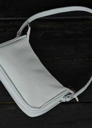 Женская кожаная сумка джулс, натуральная гладкая кожа, цвет серый4 фото