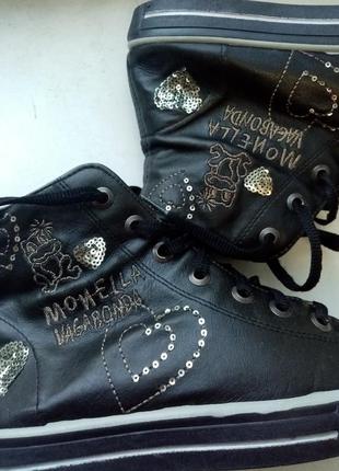 Высокие кожаные кроссовки кеды monella vagabonda (оригинал, италия) converse3 фото