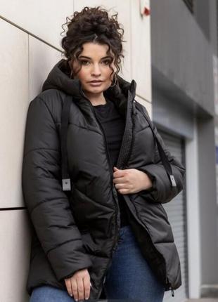 Женская зимняя куртка большого размера 113 / черный1 фото
