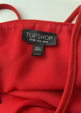 Платье сарафан красное летнее мини на бретельках topshop размер 10 m на подкладке слоями7 фото