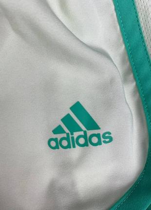 Женские спортивные шорты беговые зеленые салатовые короткие с подкладкой adidas6 фото