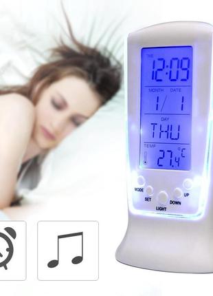 Годинник square clock ds-510 з термометром і led підсвічуванням2 фото