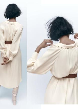 Розкішна сатинова міді сукня zara шовкова міді сукня з ременем віскозна сукня сорочка...