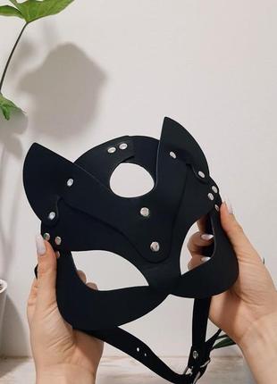 Жіноча шкіряна маска кішечка2 фото