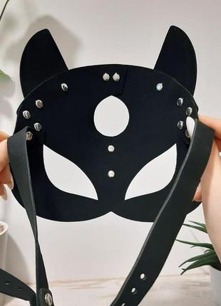 Жіноча шкіряна маска кішечка5 фото