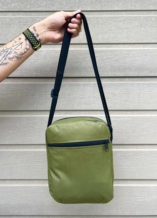 Мужская барсетка найк хаки из ткани брендовая фирменная сумка через плечо nike2 фото