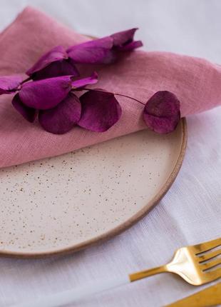 Серветки столові з льону класичні однотонні 2 шт