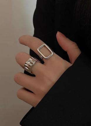 Набор серебрянных массивные колец кольца дуэт колечко колечки кольцо2 фото