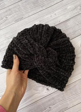 Шапочка чалма повязка узел белая серная шапочка тюрбан капучино бежевая шапочка