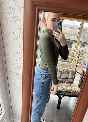 Зелена хакі вкорочена кофта водолазка2 фото