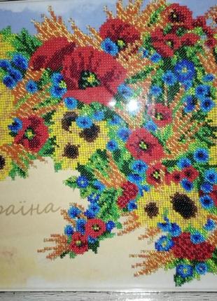 Картина "україна квітуча" вишита чеським бісером3 фото