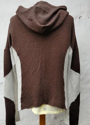 Легкий тёплый коричневый распашной шерстяной кардиган с капюшоном flokati 🥥8 фото