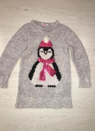 Новогодний зимний свитер с пингвином