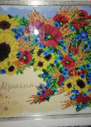 Картина "україна квітуча" вишита чеським бісером4 фото