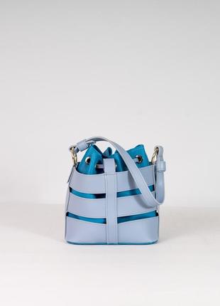 Женская сумка торба голубая сумка мешок сумка через плечо кроссбоди сумка ведро3 фото