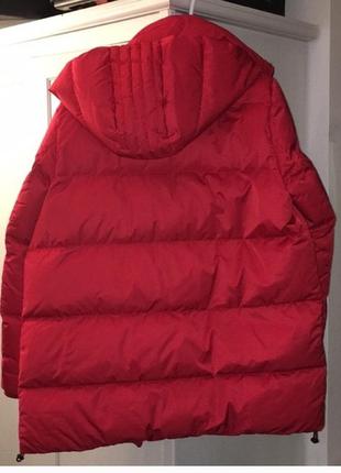 Теплий червоний натуральний пуффер пуфер пуховик куртка пух перо zara3 фото