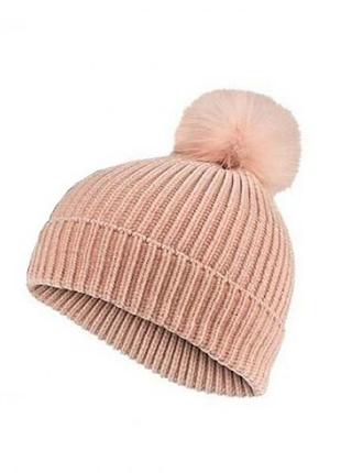 Шапка в'язана з помпоном для жінки esmara 293134 обхват голови 52-59 бежевий 73117