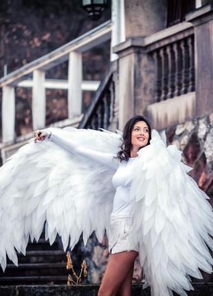 Крила ангела великі білі танцювальні реквізит для танцю та фотосесії