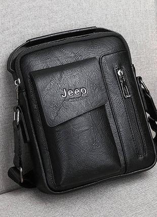 Мужская сумка планшет jeep ежедневна на плечо, барсетка сумка-планшет для мужчин эко кожа джип3 фото