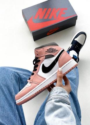 Женские кроссовки nike air jordan 1 mid pink black 36-38-39-40