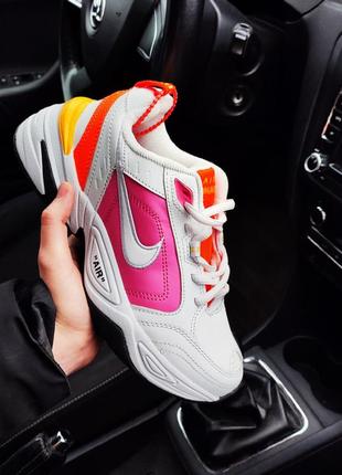 Женские белые с розовым кожаные кроссовки nike air monarch 🆕 найк монарх