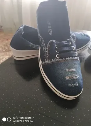 Джинсовые мокасины. слипоны. два цвета.варёнки.