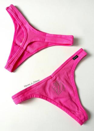 Малиновые стринги в рубчик victoria’s secret pink2 фото