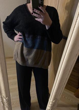Шикарный тёплый шерстяной удлинённый джемпер свитер оверсайз 54-60 р1 фото