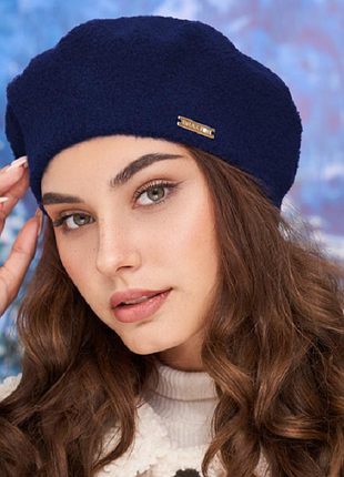 Берет вязаный женский оджен джинсовый