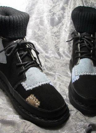Креативные ботинки 36 р женские необычные с заплатками демисезон печворк жіночі2 фото