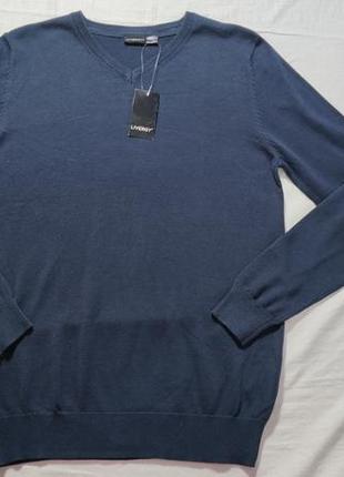 Мужской однотонный свитер livergy, размер s(44/46), темно синий3 фото