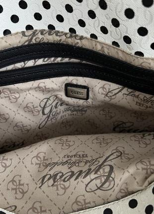 Оригінальна сумка шопер guess чорно біла в горошок8 фото