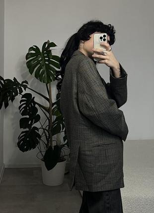 Винтажный шерстяной оверсайз пиджак в гусиную лапку6 фото