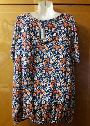 Брендова нова  100% віскоза стильна  красива  блузка  в квітах  р. 20 від  debenhams2 фото