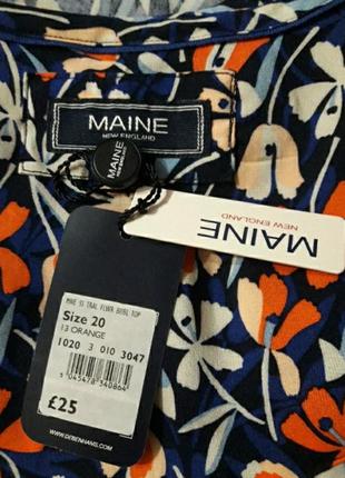 Брендова нова  100% віскоза стильна  красива  блузка  в квітах  р. 20 від  debenhams4 фото