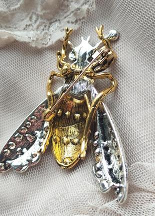 Брошь королева пчел, 6,6 см, в винтажном стиле7 фото