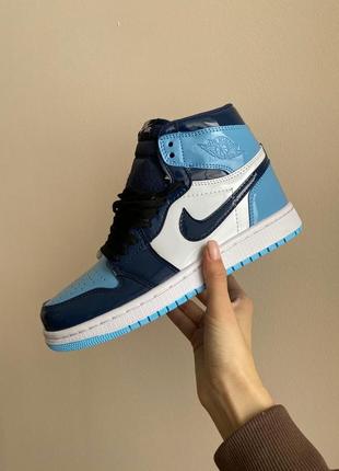 Женские кроссовки nike air jordan 1 mid white blue 36-37-38-39