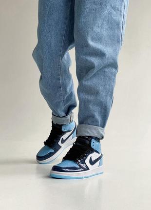 Женские кроссовки nike air jordan 1 mid white blue 36-37-38-395 фото
