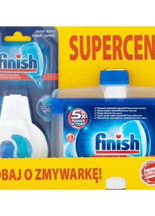 Набор 2і1 finish освіжувач для посудомийки(60циклів) + finish двофазний оцищувач (250мл)1 фото