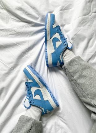 Женские кожаные кроссовки nike dunk low coast sail university gold unc blue white#найк