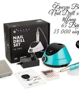 Фрезер для манікюру bucos nail drill x2 pro ocean blue 65 вт, 35 000 об./хв.