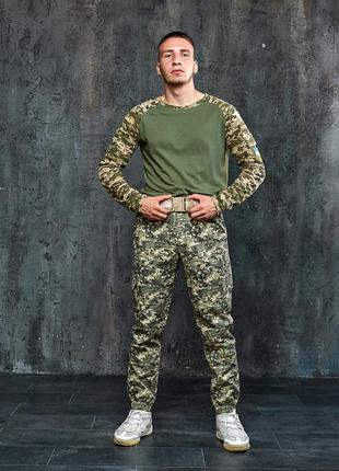 Військовий комплект (карго + лонгслів) якісний зручний костюм камуфляжний5 фото