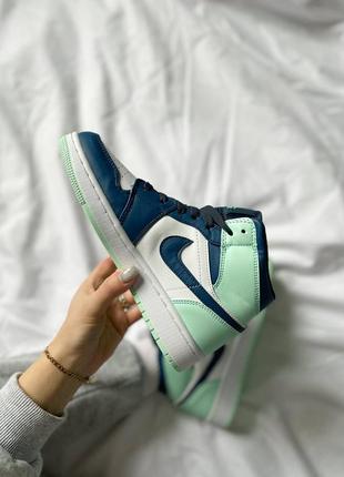 Кроссовки nike air jordan 1 mid gs "blue mint"
