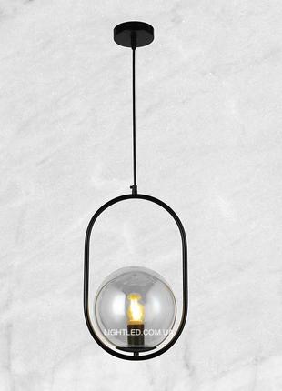 Подвесной чёрный светильник с прозрачным шаром 20см (916-40-1 bk+cl)