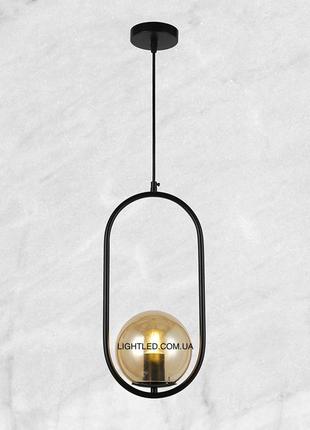 Подвесной чёрный светильник с кофейным шаром 15см (916-39-1 bk+br)