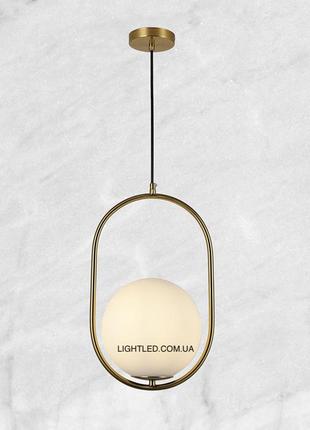Подвесной бронзовый светильник с белым шаром 20см (916-40-1 brz+wh)1 фото
