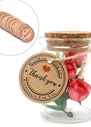 Бирка "hand made with love" red heart (100 шт)