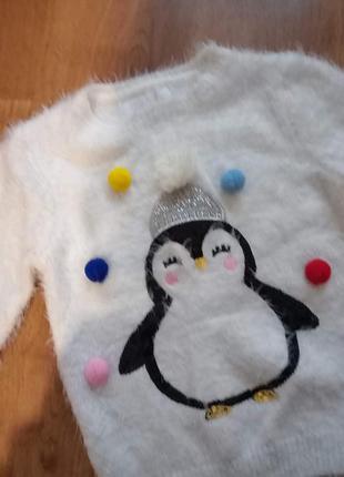 Кофта травка пингвин primark 7-8лет 128см.