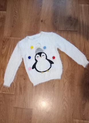 Кофта травка пингвин primark 7-8лет 128см. 2